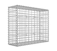 SONGMICS Gabion Baskets, Metal Gabion Cages with 5 x 10 cm Mesh for Stones, Galvanised, Garden Decor Wall Partition, 100 x 80 x 30 cm, Set of 3, Silver GGB383V1