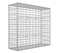 SONGMICS Gabion Basket, Metal Gabion Cage with 5 x 10 cm Mesh for Stones, Galvanised, Garden Decor Wall Partition, 100 x 90 x 30 cm, Silver GGB193