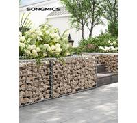 Songmics Gabion Basket, Metal Gabion Cage With 5 X 10 Cm Mesh For Stones, Galvanised, Garden Decor Wall Partition