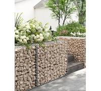 Songmics Gabion Basket, Metal Gabion Cage With 5 X 10 Cm Mesh For Stones, Galvanised, Garden Decor Wall Partition,silver