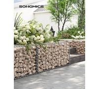 Songmics Gabion Basket, Metal Gabion Cage With 5 X 10 Cm Mesh For Stones, Galvanised, Garden Decor Wall Partition