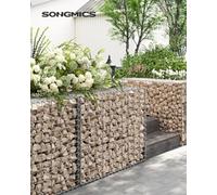Songmics Gabion Basket, Metal Gabion Cage With 5 X 10 Cm Mesh For Stones, Galvanised, Garden Decor Wall Partition