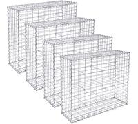 SONGMICS Gabion Baskets, Set of 4, Galvanised Metal, 100 x 80 x 30 cm