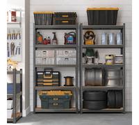 Songmics Garage Shelving, 5-Tier Storage Racks, Set Of 2, 180 X 90 X 40 Cm, Max. Load 875 Kg (175 Kg Per Tier), Shelving Units, Grey
