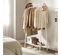 Songmics Garment Storage Rack, Bedroom Clothes Rail With Shelf, Wardrobe Stand, Laundry Room Organizer, White