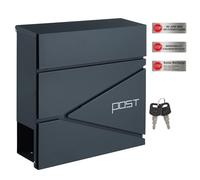 Modern Anthracite Grey Mailbox with Soft-Close Lid & Holder