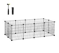 SONGMICS Outdoor Run DIY Small Animal Enclosure Small Animal Cage Puppy Run Rabbit Guinea Pig Metal Mesh 143 x 73 x 46 cm Black LPI01H