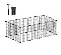 SONGMICS LPI001B01 Indoor Guinea Pig Playpen, Rabbit Cage, Large Exercise Enclosure, DIY Metal Modular Fence for Hamster, Pet, Small Animals - Black