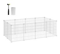 SONGMICS Guinea Pig Playpen, Indoor Rabbit Run, DIY Steel Modular Fence | Large Exercise Enclosure for Hamster, Pet, Small Animals, Pearl White, Damion Collection LPI01W