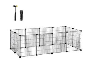 SONGMICS Guinea Pig Playpen, Indoor Rabbit Run, DIY Steel Modular Fence | Large Exercise Enclosure for Hamster, Pet, Small Animals, Ink Black, Damion Collection LPI01H
