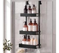 SONGMICS Hanging Shower Caddy No Drilling, Over Door 3-Tier Steel