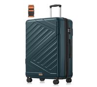 SONGMICS Hard Shell Suitcase, ABS Luggage Trolley with TSA Lock, 4 Double Spinner Wheels, Travel Case with Strap, Large Suitcase 75 cm, Expandable, Slate Teal RLP003C101