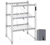 Heated clothes airer with foldable drying racks and fabric cover