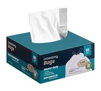 SONGMICS Heavy-Duty Bin Bags, Drawstring Rubbish Bags for 2.6-Gallon (10 L) Kitchen Bins, Pre-Separated, Quick-Dispense Box, Liner Code R, 2 Rolls, 80 Pieces, White KRB011A02