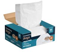 SONGMICS Bin Bags, 30 L Rubbish Bags with Drawstrings, 80 Pieces, Liner Code H, Heavy-Duty, Quick-Dispense Box, Cream White KRB031A02
