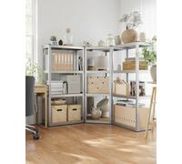 Songmics Heavy Duty Garage Shelving, Corner 4-Tier Shelf Unit, Warehouse Storage, High Load Capacity, Silver And Natural Beige