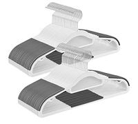 SONGMICS Heavy Duty Plastic Coat Hangers, Pack of 50, Non-Slip Design, Space-Saving, 0.5 cm Thick, 42 cm Long, 360 Swivel Hook, White and Dark Grey CRP020W02