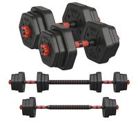 SONGMICS Hex Adjustable Dumbbells & Barbell Weights Set, 2 x 10 kg