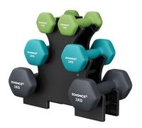 SONGMICS Hex Dumbbells Set with Stand, 2 x 1 kg, 2 x 2 kg, 2 x 3 kg