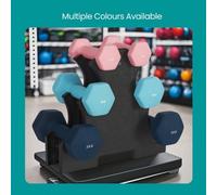 Songmics Hex Dumbbells Set With Stand - 2 X 1 Kg, 2 X 2 Kg, 2 X 3 Kg, Neoprene Matte Finish