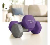 SONGMICS Hex Shaped Dumbbells Neoprene Exterior Reliable Weights in Purple SONGMICS Purple