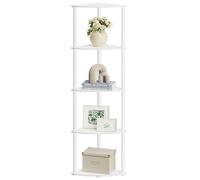 SONGMICS HOME 5-Tier Corner Shelf Toolless Assembly, 38.3 x 27 x 139 cm | Corner Shelving Unit Storage Stand, Living Room, Bedroom, Kitchen, Snow White and Pearl White, Braylin Collection LBC610W01