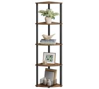 SONGMICS HOME 5-Tier Corner Shelf Toolless Assembly, 38.3 x 27 x 139 cm | Corner Shelving Unit Storage Stand, Living Room, Bedroom, Kitchen, Rustic Brown and Ink Black, Braylin Collection LBC610K01