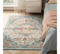 SONGMICS HOME Area Rug, 120 x 170 cm, Non-Slip Carpet, Machine Washable | Bohemian Style Home Decor for Bedroom, Living Room, Kitchen, Dining Room, Teal, VERINA Collection TAR032Q01
