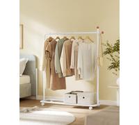 Songmics Home Clothes Rail, Clothes Rack On Wheels, Portable Clothing Rack, With 1 Clothes Hanging Rail, Matchstick-Shaped Hooks