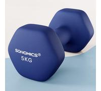 Songmics Home Dumbbell Set In Hex Design, Features Comfortable Neoprene Coating For Fitness Routines, Blue