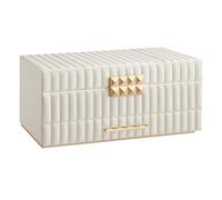 SONGMICS HOME Large Capacity Jewelry Box with Mirror, Jewelry Organizer with a Drawer, PU Surface with Stitching, 10.6 x 15 x 6.3 Inches, Cloud White, ANAH Collection UJBC184W01