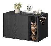 SONGMICS HOME Tool-Free Enclosed Cat Litter Box with Lid, 80 x 50 x 53 cm | Large Covered Litter Tray, Particleboard Cat Toilet, Ebony Black, KADIN Collection, PCL013B03