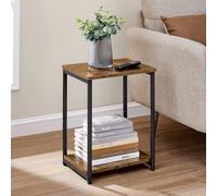Songmics Industrial End Table With Storage Shelf, Bedside Furniture, Steel Frame Side Table, Rustic Brown And Black