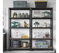 Songmics Industrial Storage Shelving, Heavy Duty Steel Rack System, Screwless Assembly Garage Organizer, Black