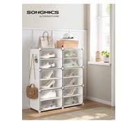 Songmics Interlocking Shoe Rack Cabinet, 6-Slot Modular Storage Organiser Unit, 30 X 40 X 30 Cm For Each Slot, With Doors