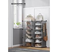 Songmics Interlocking Shoe Rack, Plastic Shoe Storage Cabinet, 6-Slot Modular Storage Organiser Unit, 30 X 40 X 30 Cm