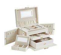SONGMICS Jewellery Box, 3 Layers, 2 Drawers, Portable Travel Case, Lockable