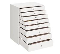SONGMICS Jewellery Box, 8-Tier Jewellery Organiser with Drawers, Large Capacity, Jewellery Storage, Modern Style, Gift for Loved Ones, Cloud White JBC008W01