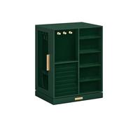 SONGMICS Jewellery Box Organiser, 360° Rotating, 5 Drawers, Clear Door | Vertical Display Case, Spacious, Dustproof Clear Door, Gift, Green, GISELLA Collection JBC170C01