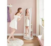 Songmics Jewellery Cabinet, 360 Swivel With Storage Shelf, Jewellery Armoire With Full-Length Dressing Mirror, Lockable, 160 Cm High