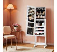Songmics Jewellery Cabinet Armoire, Freestanding Lockable Storage Organiser Unit With 2 Plastic Cosmetic Storage
