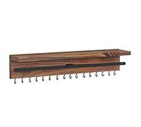 SONGMICS Jewellery Organiser, Wall-Mounted Jewellery Display with Shelf, Hooks, Earring, Bracelets Holder, Gift, Rustic Brown JJS10CB