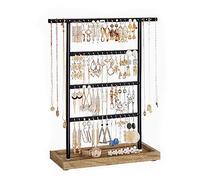 SONGMICS Jewellery Stand, 4-Tier Earring Holder Stand with Tray