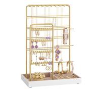 Jewellery Stand with Velvet Tray, Pale Gold / 14D x 24W x 35.8H