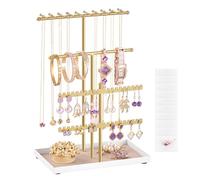 SONGMICS Jewellery Stand, Organiser with Metal Frame and Velvet Tray