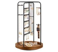 SONGMICS Jewellery Stand, Rotating, 4 Independent Sections, Metal Frame