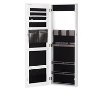 Songmics Jewellery Storage Cabinet With Lock, Full-Length Mirror Armoire, Wall Or Door Mounted, Gift For Bedroom, White