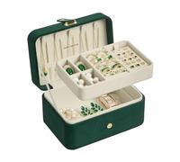 SONGMICS Jewelry Box, Travel Jewelry Case, 2-Layer Jewelry Holder Organizer, Portable Versatile Earring Storage, for Larger Accessories, Retro Green UJBC166C04