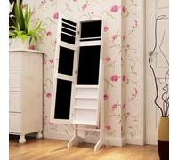 Songmics Jewelry Cabinet And Standing Mirror Box Two In One, White