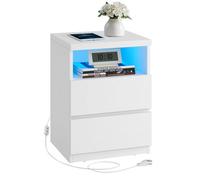 Songmics Kailyn Collection - Nightstand With Adjustable Led Light, Bedside Table With Drawers, Side Table, For Bedroom, Living Room